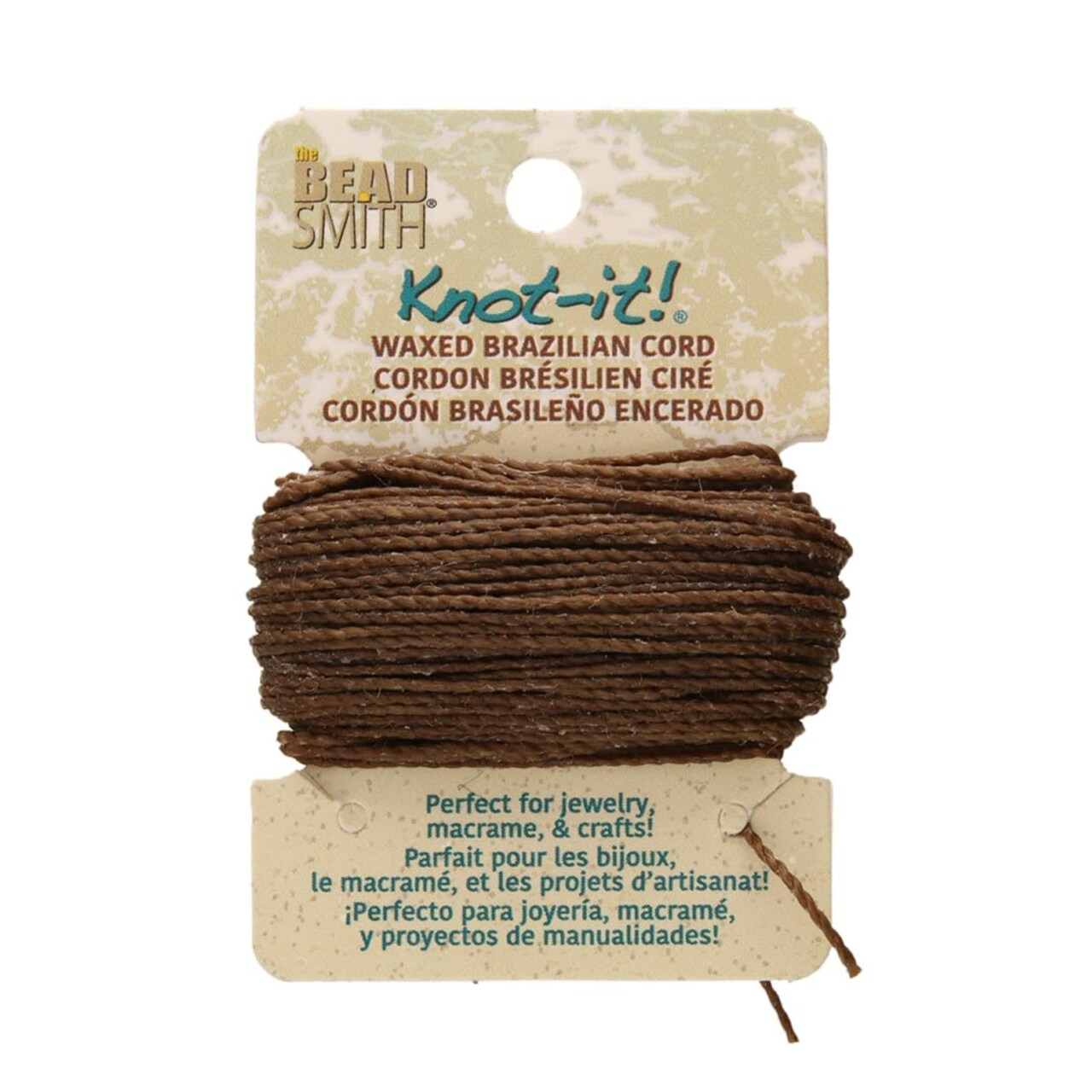 The Beadsmith Waxed Brazilian Cord, 0.7 mm Diameter, Light Wax, 15 Yards (13.7 m)